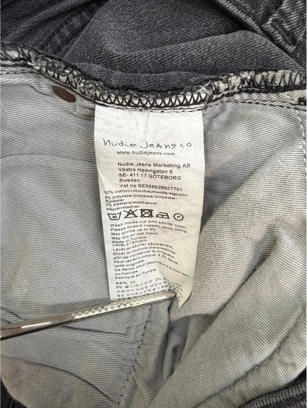 Nudie Jeans Co Men Jeans Organic Cotton Size 34 Black
